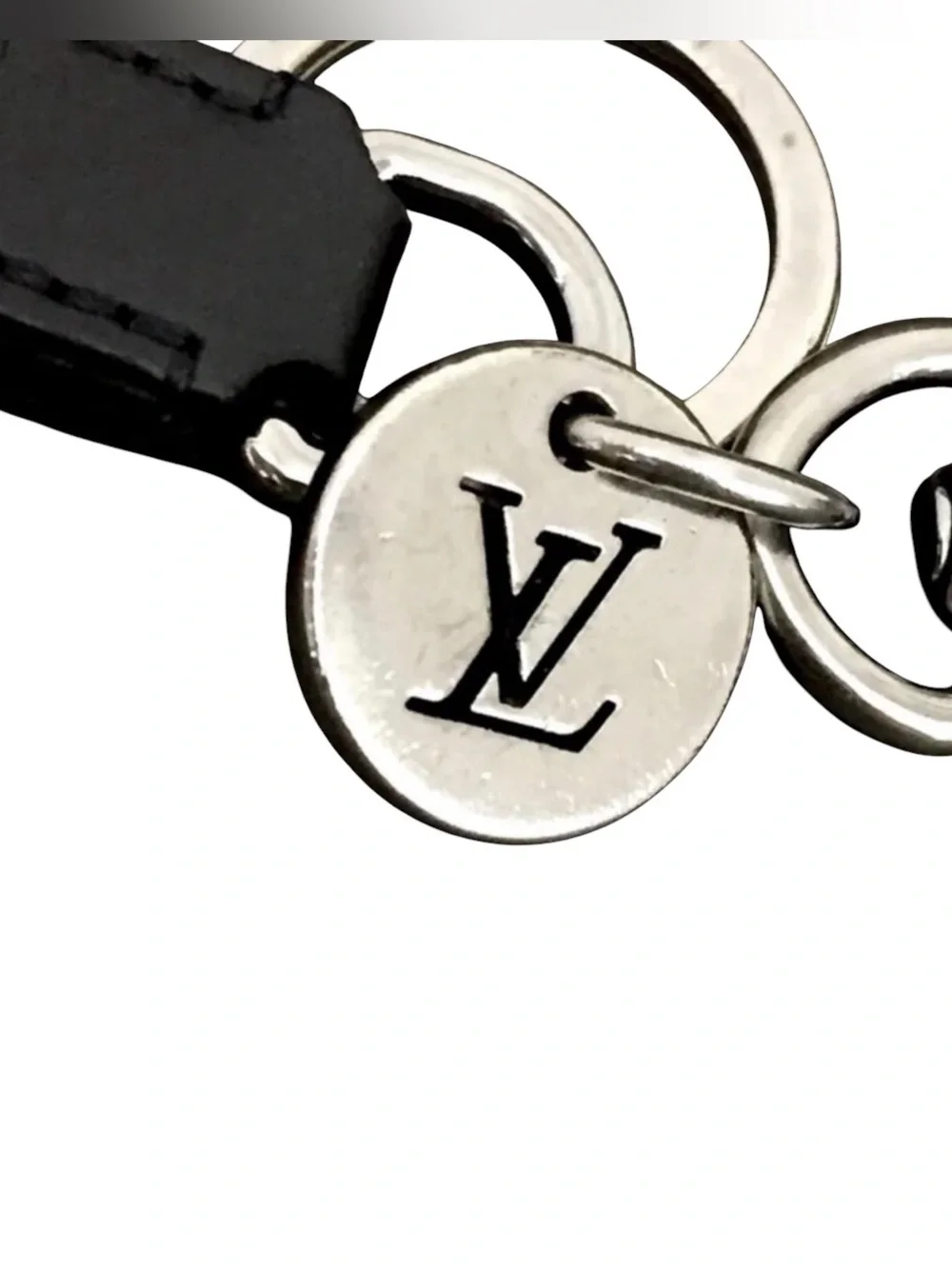 Louis Vuitton Black Monogram Eclipse Leather Key Charm with Silver Hardware